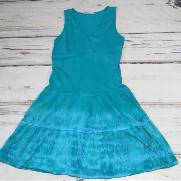 PrAna Dress Midi Tie Dye Blue Full Blue Small Sleeveless Tiered - Picture 1 of 11